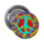 Abstract Psychedelic Tie-Dye Peace Sign Button