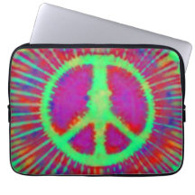 Abstract Psychedelic Tie-Dye Peace Sign Computer Sleeve