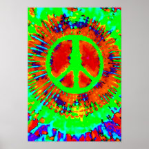 Abstract Psychedelic Tie-Dye Peace Sign Print