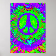 Abstract Psychedelic Tie-Dye Peace Sign Print