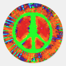 Abstract Psychedelic Tie-Dye Peace Sign Round Sticker