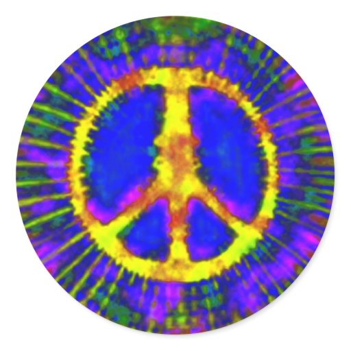 Abstract Psychedelic Tie Dye Peace Sign Round Stickers Zazzle 