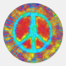 Abstract Psychedelic Tie-Dye Peace Sign Round Stickers