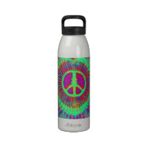 Abstract Psychedelic Tie-Dye Peace Sign Drinking Bottles