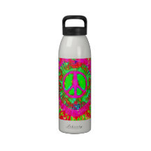 Abstract Psychedelic Tie-Dye Peace Sign Water Bottle