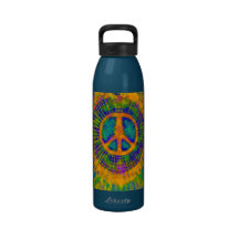Abstract Psychedelic Tie-Dye Peace Sign Drinking Bottles