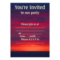 Abstract Purple and Orange Sunset Custom Announcements