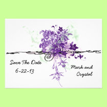 Abstract Purple Flowers Bouquet Save The Date invitations