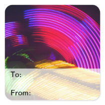 Abstract Purple Yellow Red Green Lights Gift Tags Square Sticker