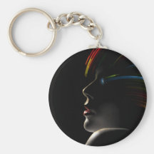 Abstract Rainbow Hair Girl Key Chain