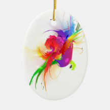 Abstract Rainbow Lorikeet Paint Splatters Ornament