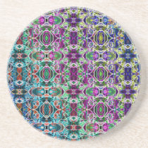 Abstract Rainbow Mandala Fractal Beverage Coaster