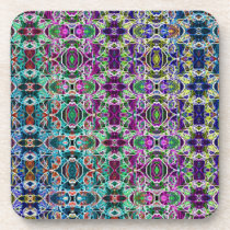 Abstract Rainbow Mandala Fractal Drink Coaster