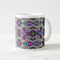 Abstract Rainbow Mandala Fractal Extra Large Mug