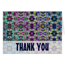 Abstract Rainbow Mandala Fractal Thank You Card