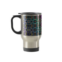 Abstract Rainbow Mandala Fractal Travel Mug