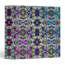 Abstract Rainbow Mandala Fractal Vinyl Binder