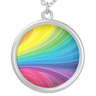 Abstract Rainbow Round Pendant Necklace necklace
