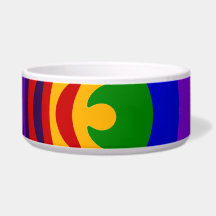 Abstract Rainbow Saw Blade Ripples Design Dog Food Bowls