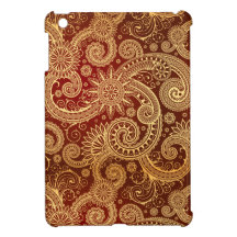 Abstract Red and Gold Floral Pattern iPad Mini Cases