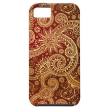 Abstract Red and Gold Floral Pattern iPhone 5 Case