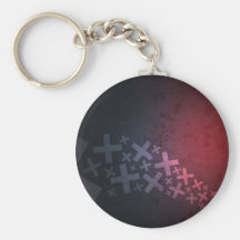Abstract Red Black Pluses and X's Key Chains