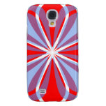 Abstract Red, Cornflower Blue, White Floral Design Samsung S4 Case