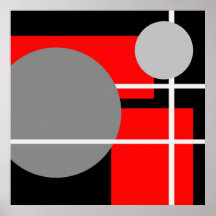 Abstract Red Gray Black White AP0001 Print
