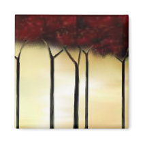 Abstract Red Trees Fridge Magnet