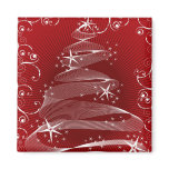 Abstract Red X'mas Tree & Swirls Gift Magnet