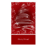 Abstract Red X'mas Tree & Swirls Mini Greeting Tag Business Card Templates