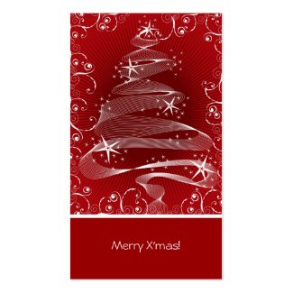 Abstract Red X'mas Tree & Swirls Mini Greeting Tag profilecard