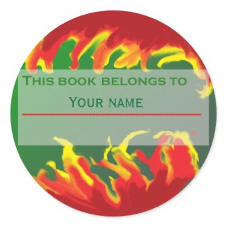 Abstract Red Yellow Bookplate sticker