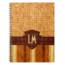 Abstract Retro Grunge Amber Brown Orange Patterns Note Books