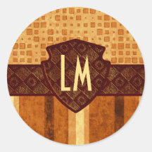 Abstract Retro Grunge Amber Brown Orange Patterns Sticker