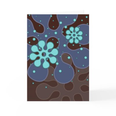 Abstract Retro Snowflakes Greeting Card in Blues by PheteFirst