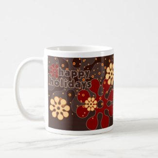 Abstract Retro Snowflakes Mug in Red mug