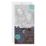 Abstract Retro Snowflakes Photo Card in Blues