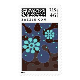 Abstract Retro Snowflakes Postage in Blue