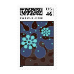 Abstract Retro Snowflakes Postage in Blue