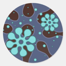 Abstract Retro Snowflakes Sticker in Blues