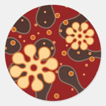 Abstract Retro Snowflakes Sticker in Red