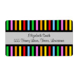 Abstract Retro Stripes Lines Red Blue Green Pink Personalized Shipping Label