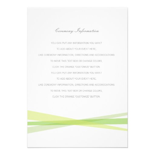 Abstract Ribbons Wedding Insert Card - Green