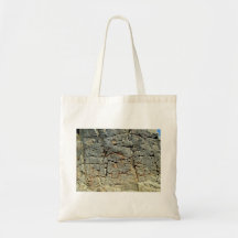 Abstract Rock Texture with Cracks and Moss Canvas Bag