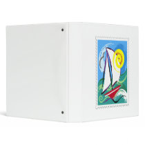 Abstract Sailboat and Sun Stamp Binder