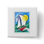 Abstract Sailboat and Sun Stamp Buttons
