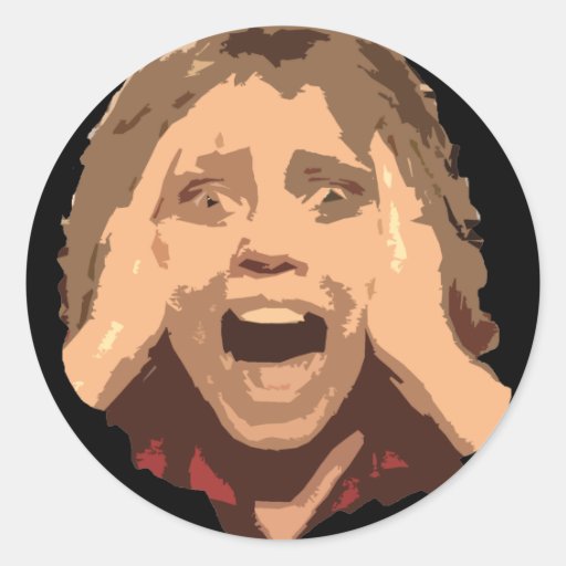 Abstract Screaming Woman Portrait Round Sticker