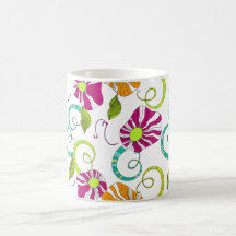 Abstract Scribble Flower Mugs