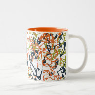 Abstract Scribbly Mug in Orange and Blue